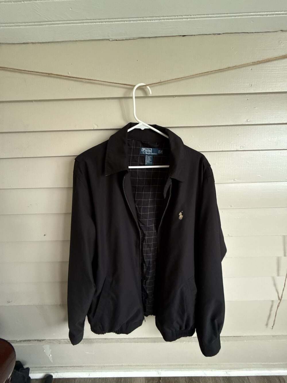 Perfect Vintage Polo Ralph Lauren Windbreaker Jacket LT Tall Black